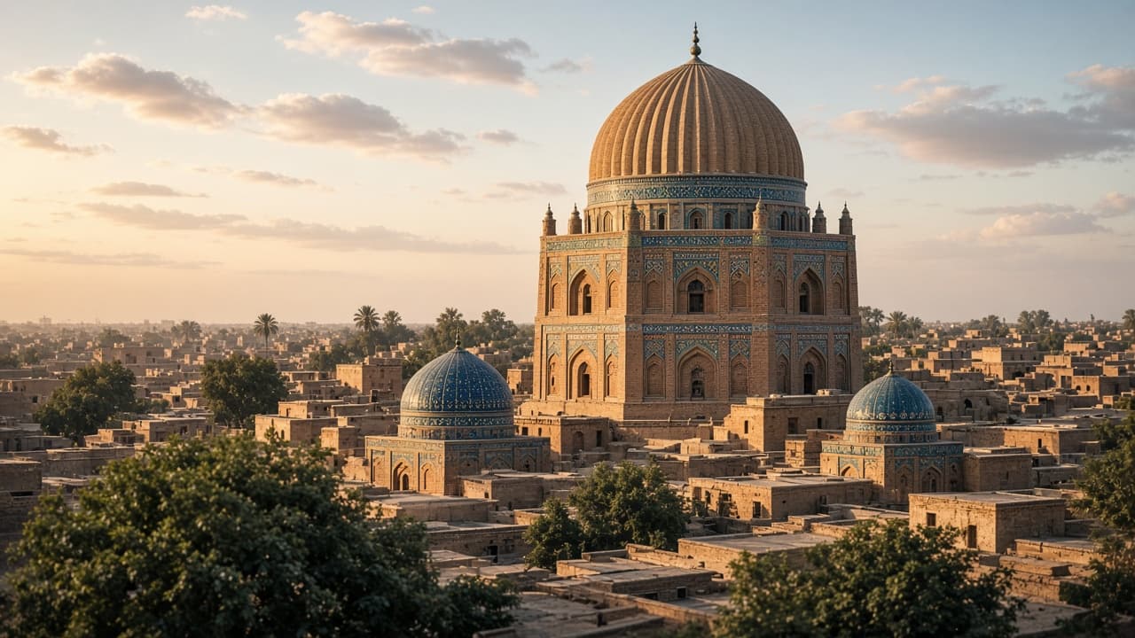 Historic blue-tiled shrines in Multan